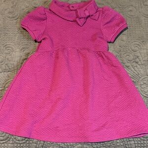 Janie and Jack Girls Pink Textured Dress – Cute Bow Collar – Great Condition